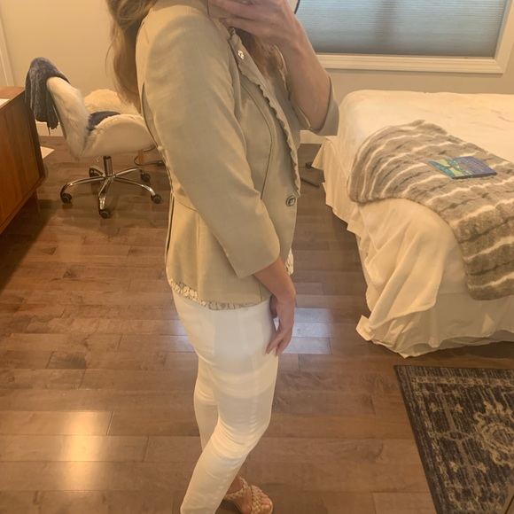 WHBM fitted tan jacket with silver buttons. Size 0 - Picture 2 of 8